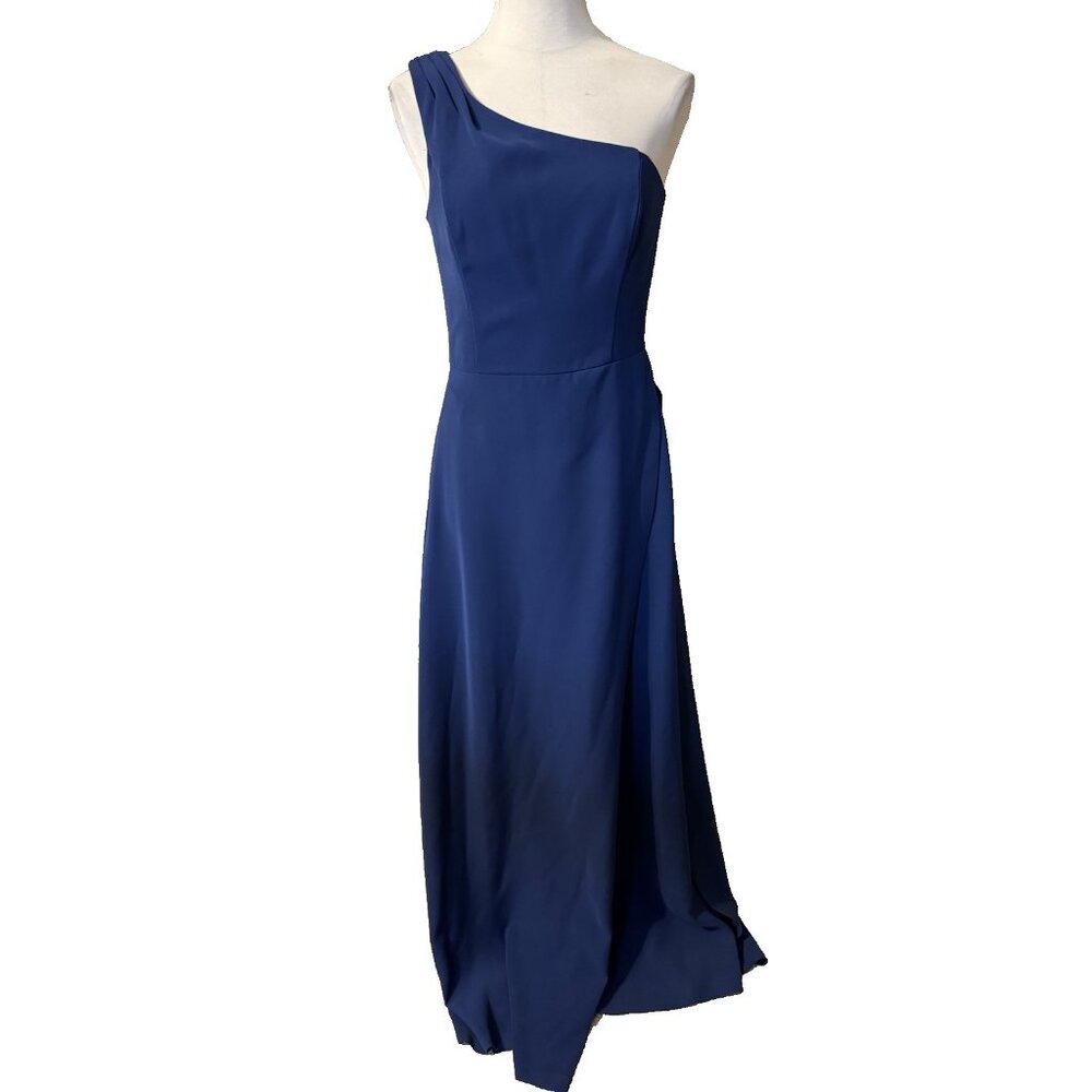 WHBM Long Maxi Formal Dress 6 Blue Stretch Wedding Party Cruise Washable - Picture 2 of 12